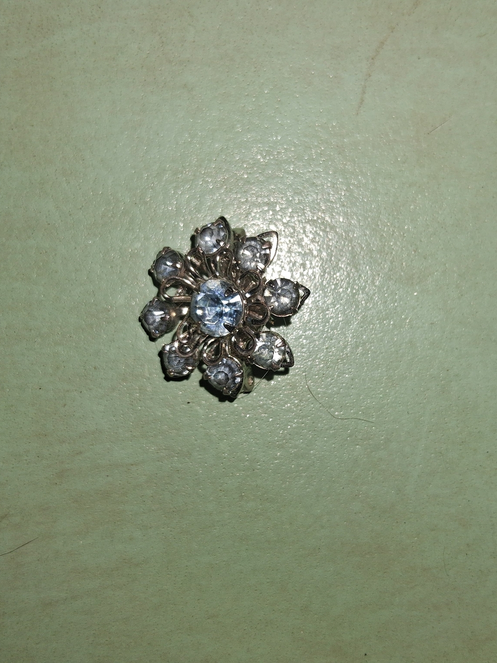 Source Unknown Silver-Tone Clear Crystal Flower Brooch